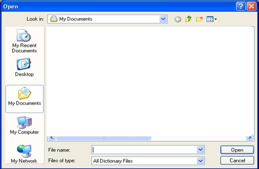 5.3.1 Import Dictionary Dictionary files can be imported as.dic files. 5.3.2 Create New Dictionary A user dictionary can be created instead of imported by selecting the Create New Dictionary button in the Project Settings window.