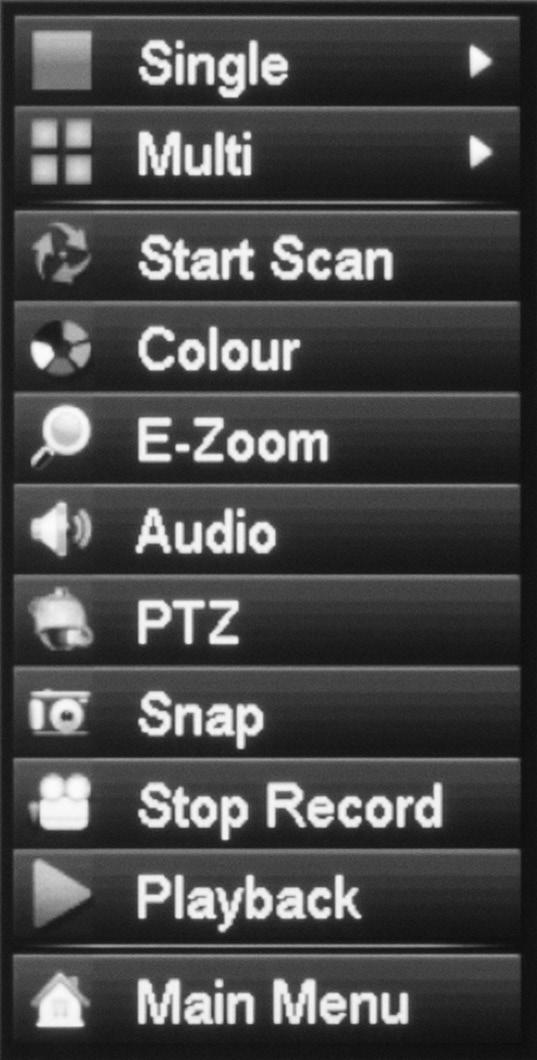 SYSTEM menu In Live view, right-click on any screen to bring up the System menu. Right-click again to close the System menu. The System menu manages the GDVR receiver and cameras.
