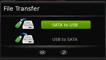 File Transfer Transfer files to a USB hard drive or import files into the Library. This is useful if you are wanting to wipe the T2200 to start from fresh or move files to another T2200 unit.