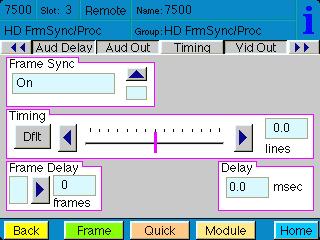 Use the Timing menu shown below to adjust the following parameters: Frame Sync turn the Frame Sync function on or off.