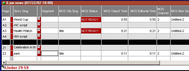 3. The MOS Status column will change from blank to NOT READY with a red background.