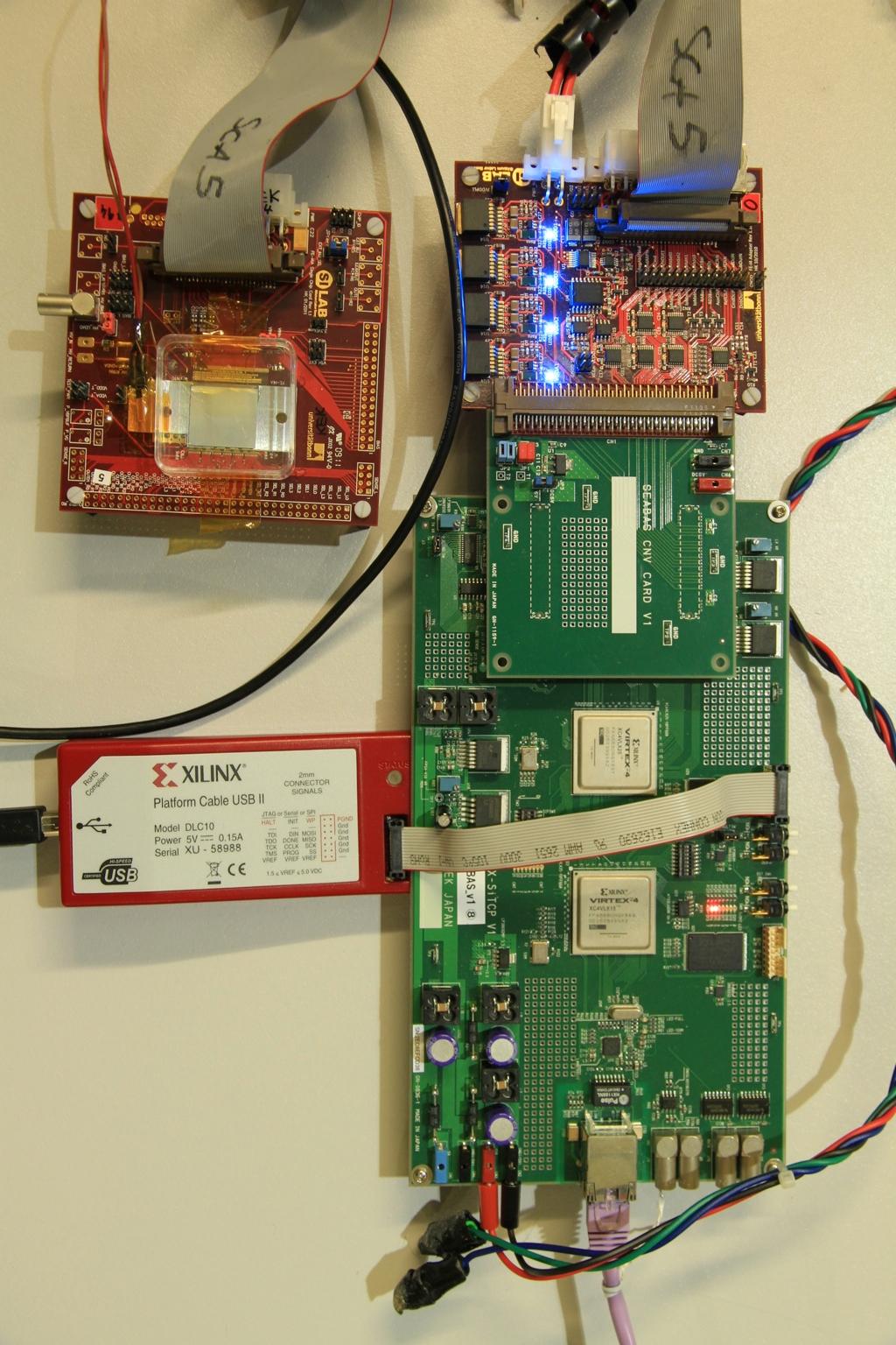 USBpix adapter card SEABAS-USBpix daughter card SEABAS Single Chip Card Figure 3.2: The setup using USBpix adapter card. 1.5V.