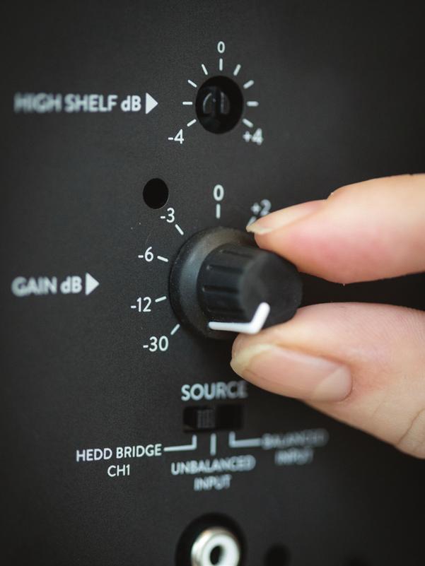 Note: if you have connected your second HEDD monitor speaker to Analog Out CH2, switch the Source slide switch on this speaker to Balanced Input.