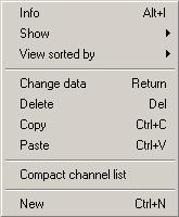 5.c Channel functions Please select the channels you like to edit/modify. You get most functions when you click with the right mouse button on a channel list.