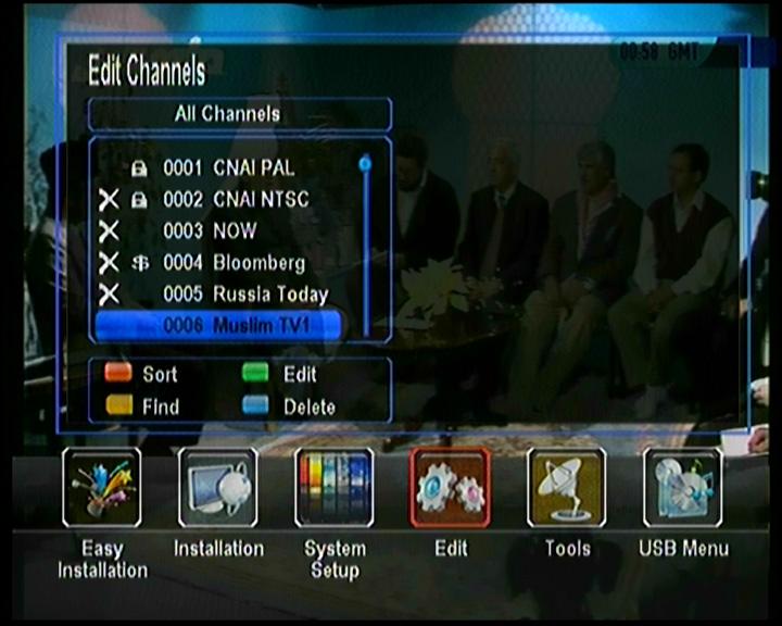 6.1.4. Delete Channels 1) Highlight the channels you want to delete. 2) Press the BLUE button.