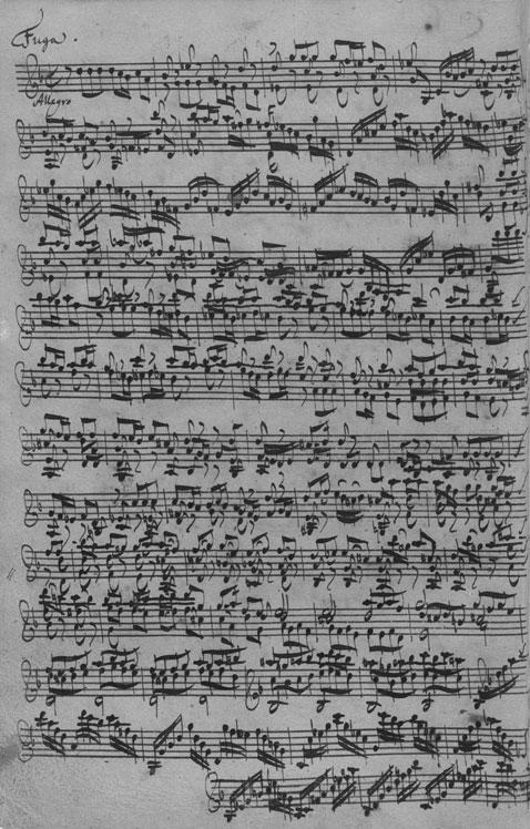 serioso 405 Figure 13.4 J. S. Bach s autograph transcription of his Sonata I for Unaccompanied Violin (BMV 1001), begining of second movement, writen in 1720.