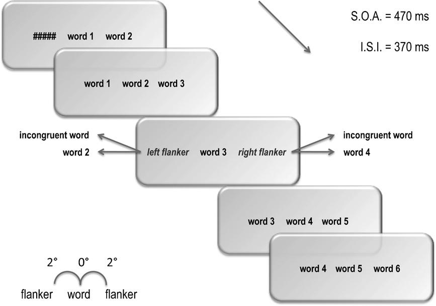 H.A. Barber et al. / Neuroscience Letters 479 (2010) 152 156 153 and reading directions. Relative to congruent flankers, incongruent words flankers (i.e., parafoveal words) elicited larger P2 amplitudes between 175 and 375 ms after triad onset.