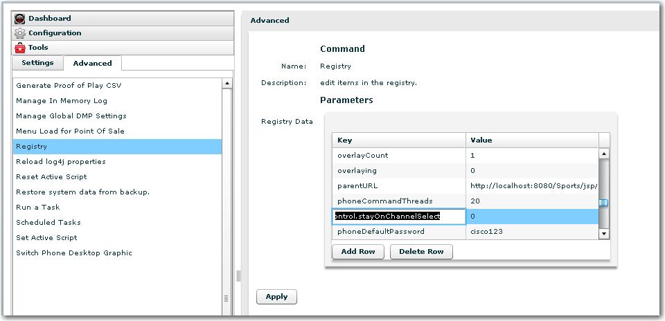 5. Repeat steps 2-3 for each luxury suite where the desired autolaunch behavior differs from what is defined in the registry setting. Setting Channel Guide Parameters in the Registry 1.