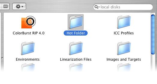 file menu 15 The ColorBurst Hot Folder is located inside the ColorBurst application folder.