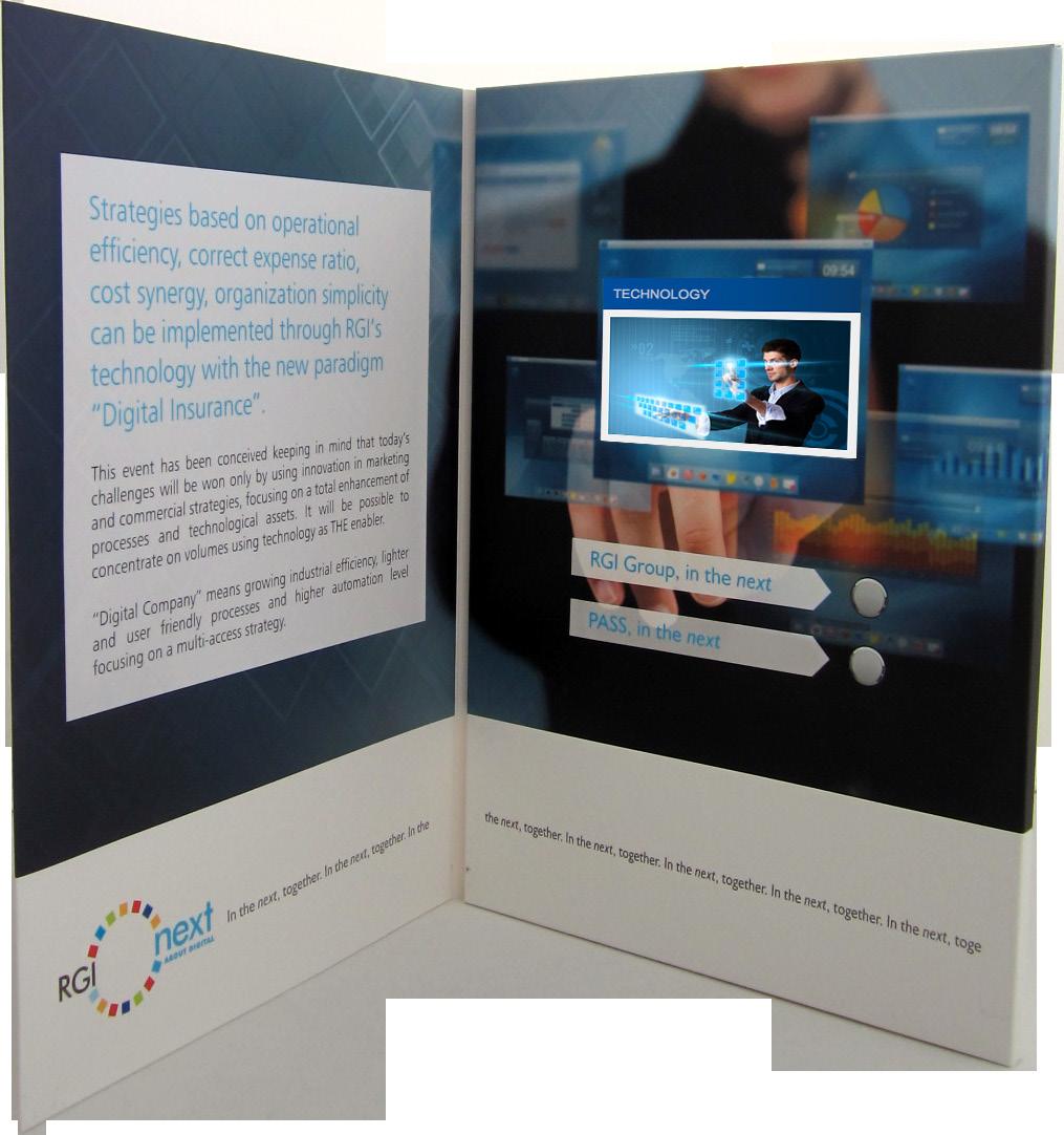 Video Brochure Cards Brings traditional print to life! A brochure with integrated LCD display, open the brochure and the video plays automatically.