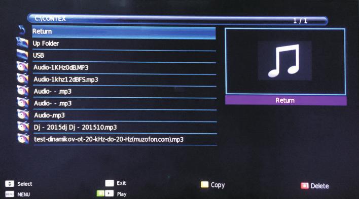 Media Player Operation Music Menu This allows you to play music files from your USB device on your television.