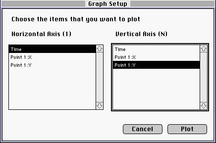 Video Point Manual Page 10 Graphing Data To graph the data that you have collected, click on the graph icon in the toolbar or choose View- >New Graph (Ctrl-G) from the menu bar.