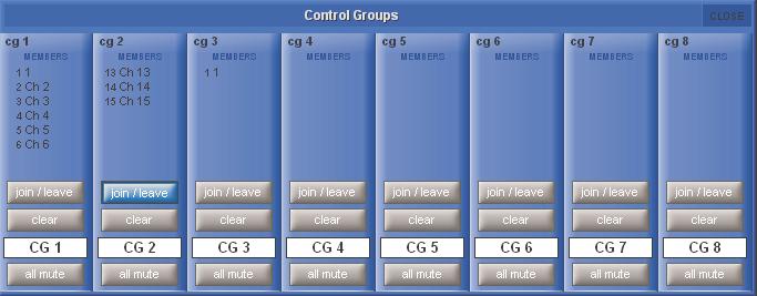 Chapter 2 - Channel Types Control Group Fader Modes There are three modes in which the Control Group fader can interact with the faders of the channels assigned to it, and the button below the clear