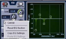 EQ Settings and Presets Built-in parametric and Graphic EQ settings can be copied and pasted between channels. EQ presets can also be saved and loaded to archive and transfer settings.