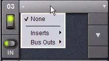 (See Assigning and Routing Plug-Ins on page 155.) 2 Click the Input (source) selector in the rack slot and choose a channel from its Inserts sub-menu.