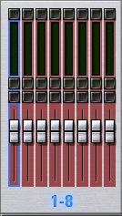 channels that have different fader positions from the current fader positions, the target fader positions are shown in bright red.