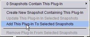 To add a plug-in to multiple snapshots from the Plug-Ins page: 1 Create a multi-selection of snapshots on the Snapshots page 2 Go to the Plug-Ins page.