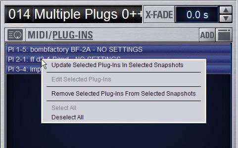 The selected plug-in is added to the currently targeted snapshot, as well as all other snapshots within the multi-selection.