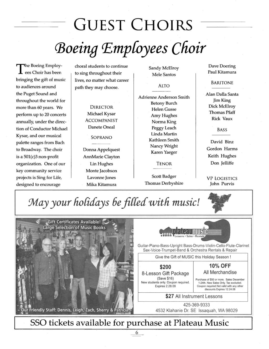 The Boeing Employees Choir has been bringing the gift of music to audiences around the Puget Sound and throughout the world for more than 60 years.