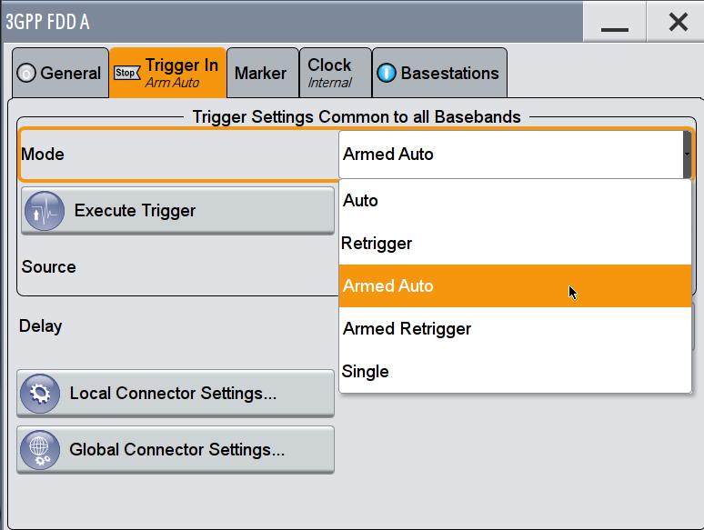 Fig. 3-11: SMW: select the trigger mode.