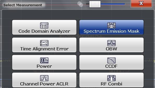 Procedure Measurement with the FSx 1. Press the hardkey Meas and select Spectrum Emission Mask Fig.
