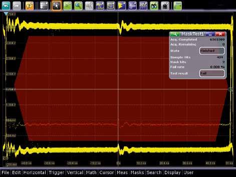 The ability to overlap the FFT means that the R&S RTO oscilloscopes are also able to correctly display intermittent signals such as pulse-type interferers.