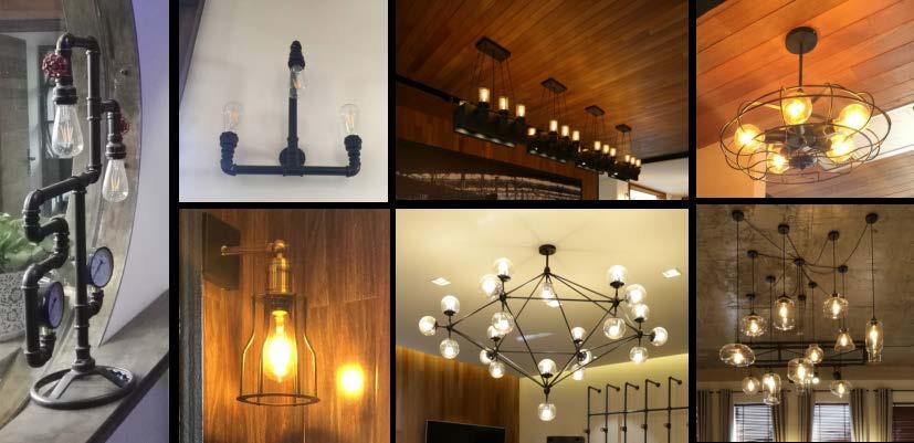68 Lamps (2) Metal ornaments In the industrial style of