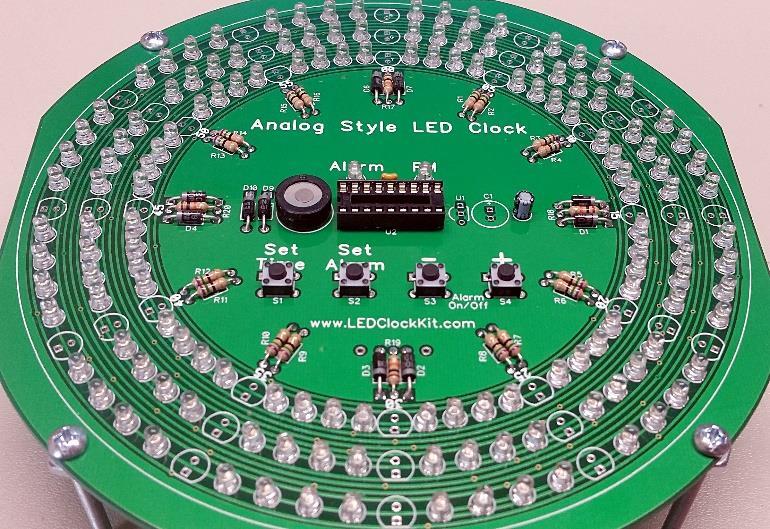 Be sure to solder and trim all the leads, and put the extra Green LEDs back in their bag before moving on. Figure 28 shows what the clock should look like at this point.
