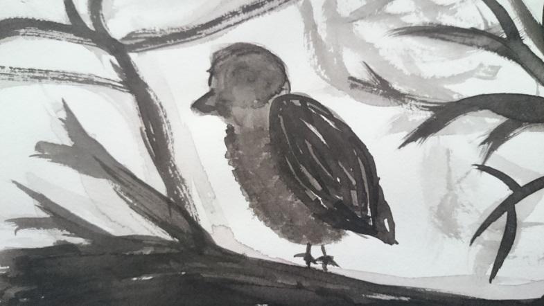Slika 23: Delo učenke U 143 Slika 23: Učenka U 143 ptici upodobi na ustvarjalen način, s črtno risbo zapolni prostor.