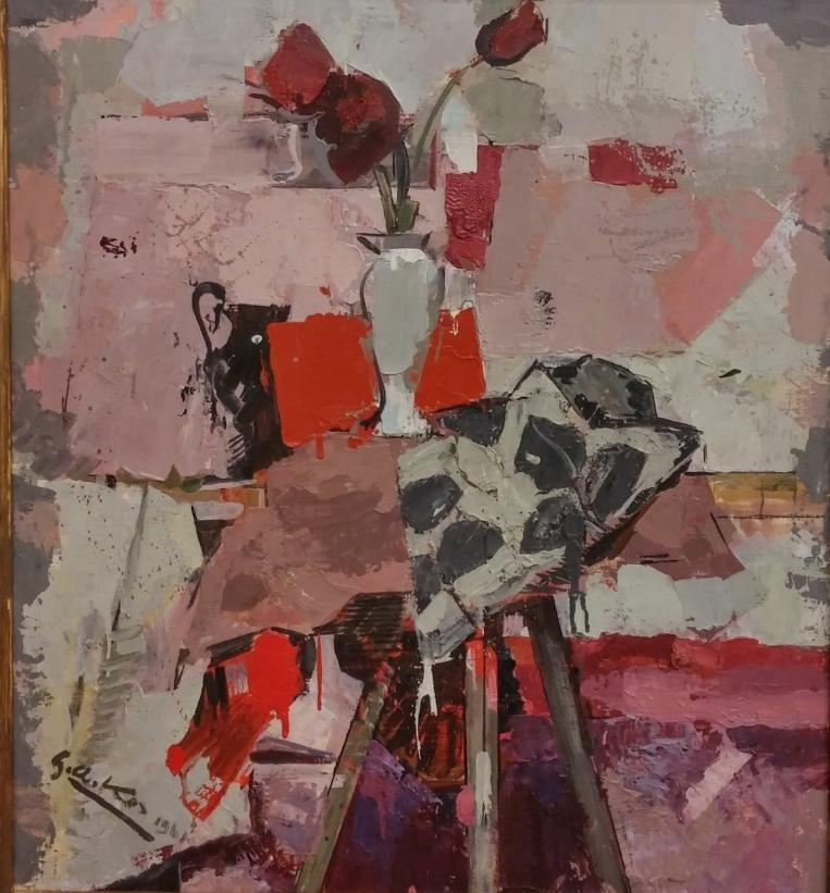 Slika 5: Gojmir Anton Kos, Tihožitje z rdečimi lisami, 1961 Preglednica 11: Izbor umetniških del v Moderni galeriji glede na spol in šolo Naslov umetniškega dela fm fž %M %Ž fošm fošr fošt %OŠM %OŠR