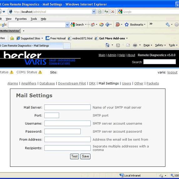 1. Connect to the web server by typing the IP address of the device on which the web server is running (i.e., http://127.0.0.1/). 2. Login to the RD interface as an Administrator (See User Access). 3.