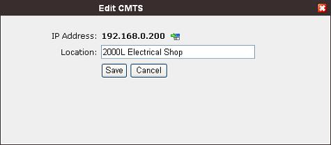 Click the Save button to commit the changes. The main page should now contain your newly added CMTS. 6.