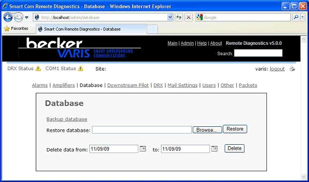 1 Backing up the database To backup the database, click on the Backup database link as shown above.