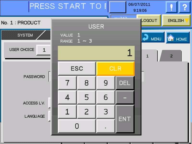 (2) When you change the access level, touch number pad at access level and input the changed access level.