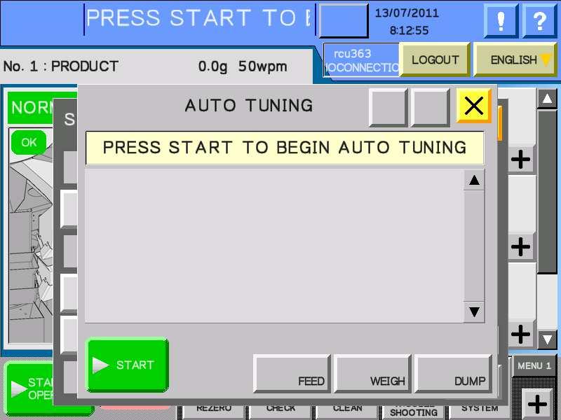 7 ENGINEERING MODE (LEVEL 4) AUTO TUNING AUTO TUNING Touch the "AUTO TUNING" pad in the SYSTEM menu. The AUTOTUNING screen will be displayed.