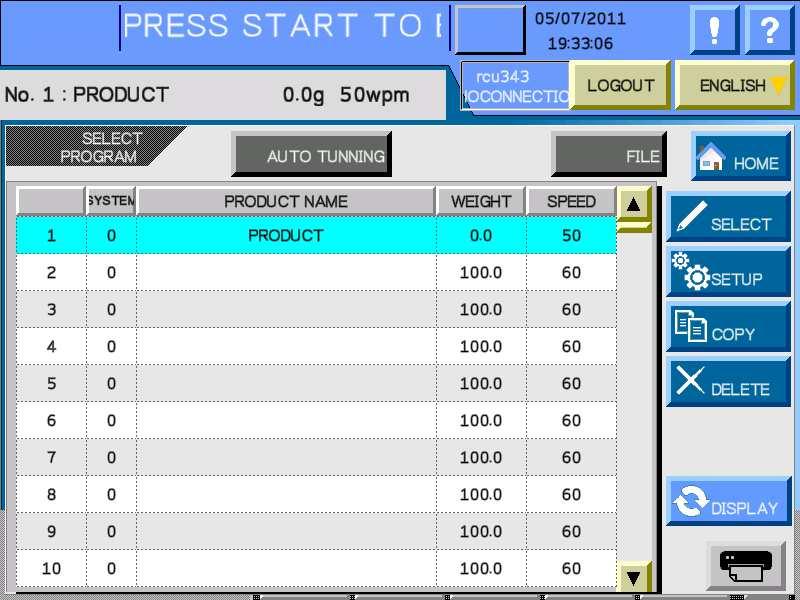 5 Level 3 SUPERVISOR PROCEDURES PROGRAM SELECTION Touch the "PROGRAM NUMBER SELECTION" pad in the main menu. The Program Number Selection screen in Level 3 will be displayed.
