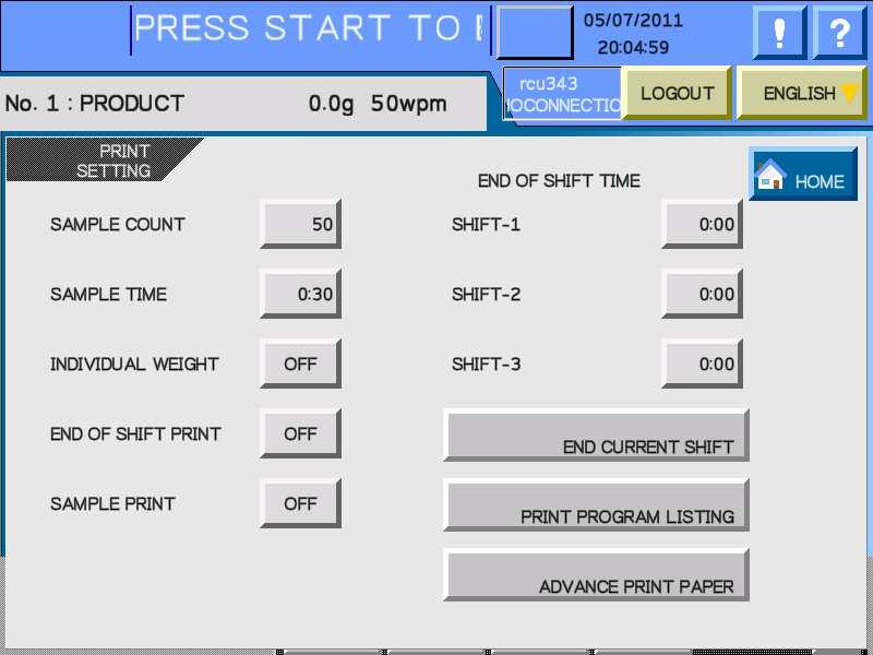5 Level 3 SUPERVISOR PROCEDURES PRINT SETTING Touch the "PRINT SETTING" pad, in the automatic operation menu. The "PRINT SETTING" screen is displayed.