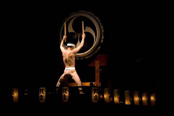 Figure 45. A member of Kodo playing the ō-daiko in a fundoshi Photo by Flickr user crhissam42 http://www.flickr.