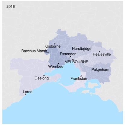 Regions with higher population growth (inner Sydney) and a greater share of couple family households (Western Sydney)