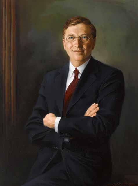 288 288 [GATES, WILLIAM HENRY III. b.1955.] Original painting, oil on canvas, 39 1/2 by 29 1/2 inches, signed ( Michael Del Priore, ) 2000, being a portrait of Bill Gates, framed, excellent condition.