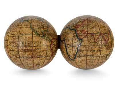 17 16 16 MINIATURE GLOBE; KLINGER, J.G. KLINGER. Die Erde nach den neuest Entdeck. Nuremberg A 2 inch (5.8 cm) diameter miniature globe in wood box.
