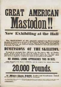 78 WARREN MASTODON EXHIBITION BROADSIDE. Great American Mastodon!! Now Exhibiting at the Hall. [United States: c.1846].