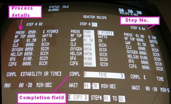 Fig.10 Recipe details in the main screen Time: when Time field is selected, then step completes after a certain amount of time as specified in the Wait field.