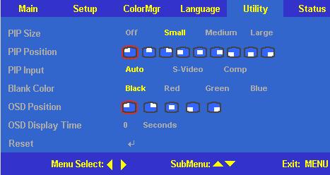 Language Menu Use arrow key of Upward / Downward ( / ) to select the desired language: Chinese-Simplified, Chinese-Traditional, English, French, German, Portuguese, Spanish; and use the button to