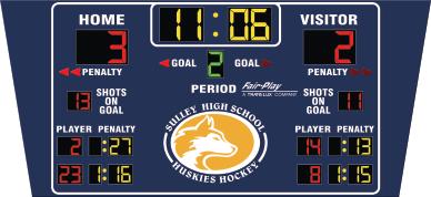 Shots on goal, Player number and penalty time Logo space: 2 6 wide x 2 6 high Fair-Play s 1800 hockey