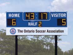 Soccer Ontario Soccer Association Ontario, Canada SC-8120-4 Intense Medium Gray FB-8127TK-2 Shown with optional soccer captions Featuring tenths of a second time clock MP-7108-2 8 6 wide x 3 6 high