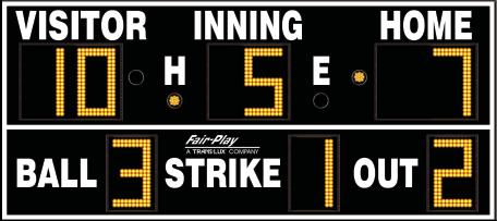 Winterset High School Winterset, Iowa BA-7220-2 Fair-Play s baseball and softball scoreboards vary by physical size and the game information that is included.