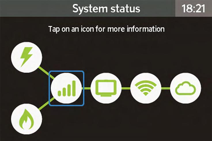 Home screen continued System status This screen (fig. vii) can be accessed via the Menu.