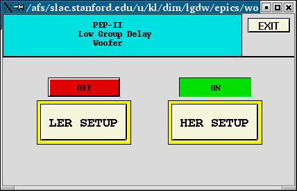 LGDW uses a soft IOC running on a Linux PC User interface via EPICS and EDM display manager Top level panel: on/off control for both rings and status