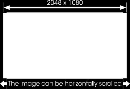 The 2K signal is displayed in two ways as a full 2K image scaled into a full-hd (1920 x 1080) screen, or as a 2K native display with an image-slide function.
